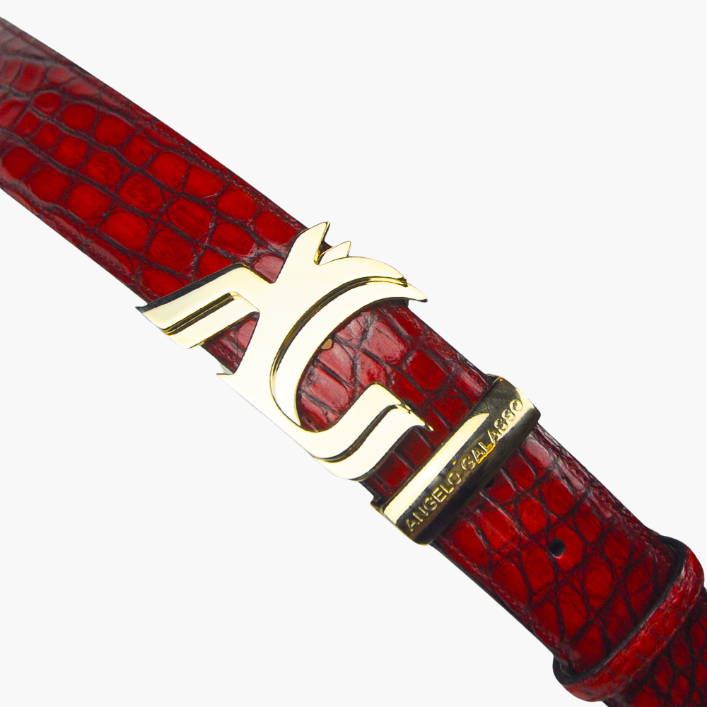 Red Crocodile Belt with AG Buckle - AG22SCCOL02FL