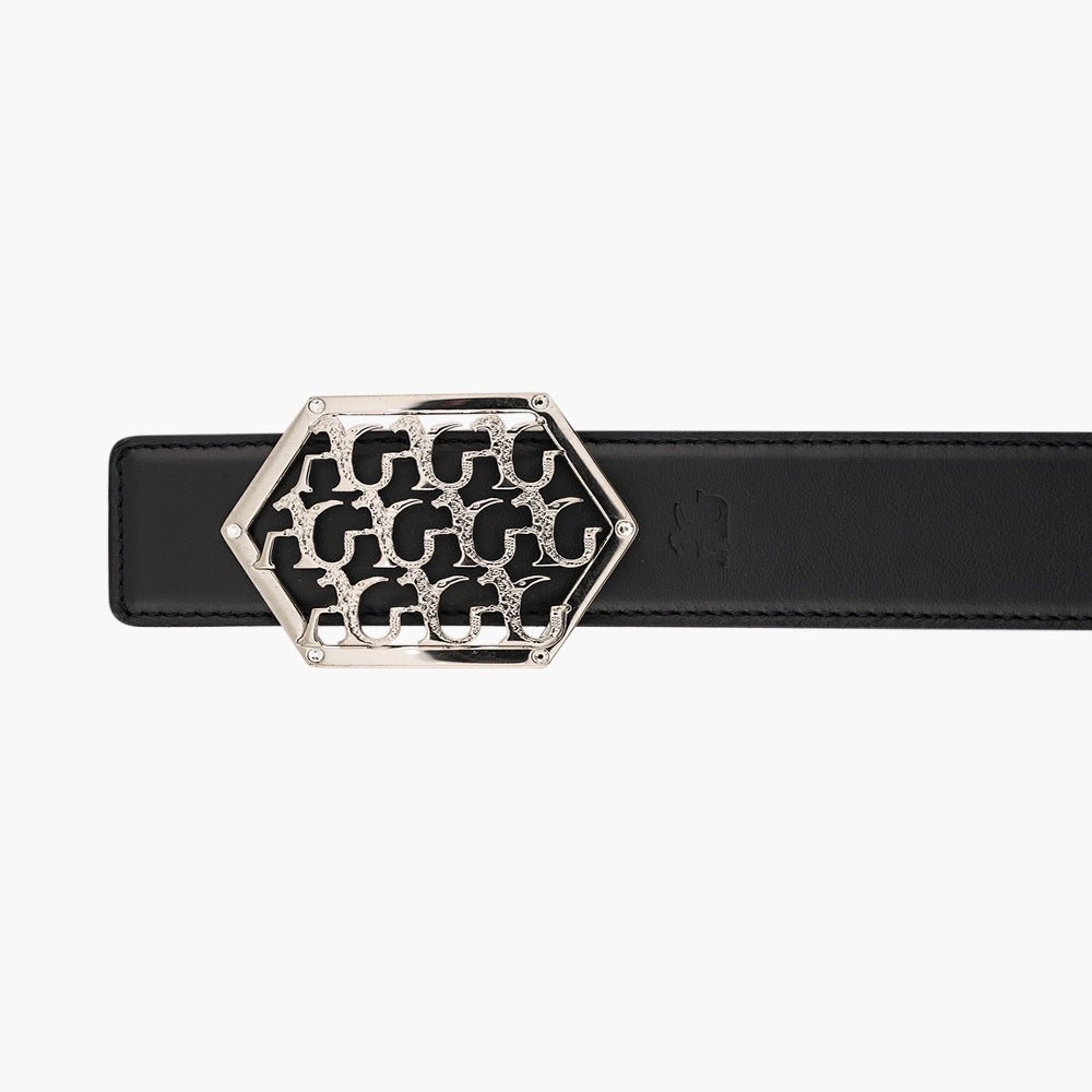 Silver Interlock AG Calfskin Belt - Angelo Galasso - Luxury Italian Menswear London