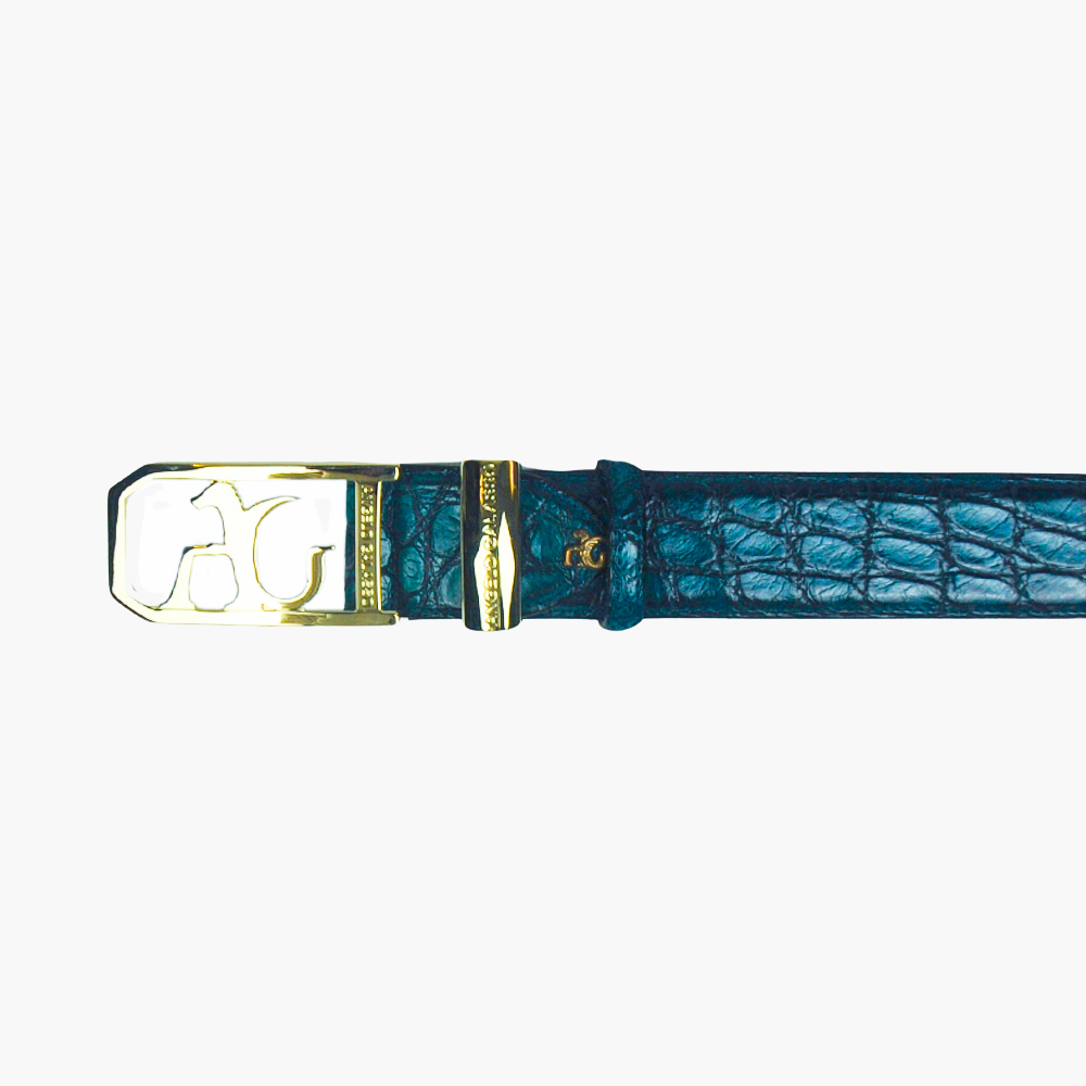 Turquoise Crocodile Belt with AG Buckle ANGELO GALASSO