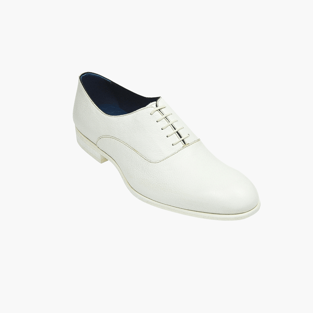 White Lace-up Oxford Shoes - Angelo Galasso - Luxury Italian Menswear London