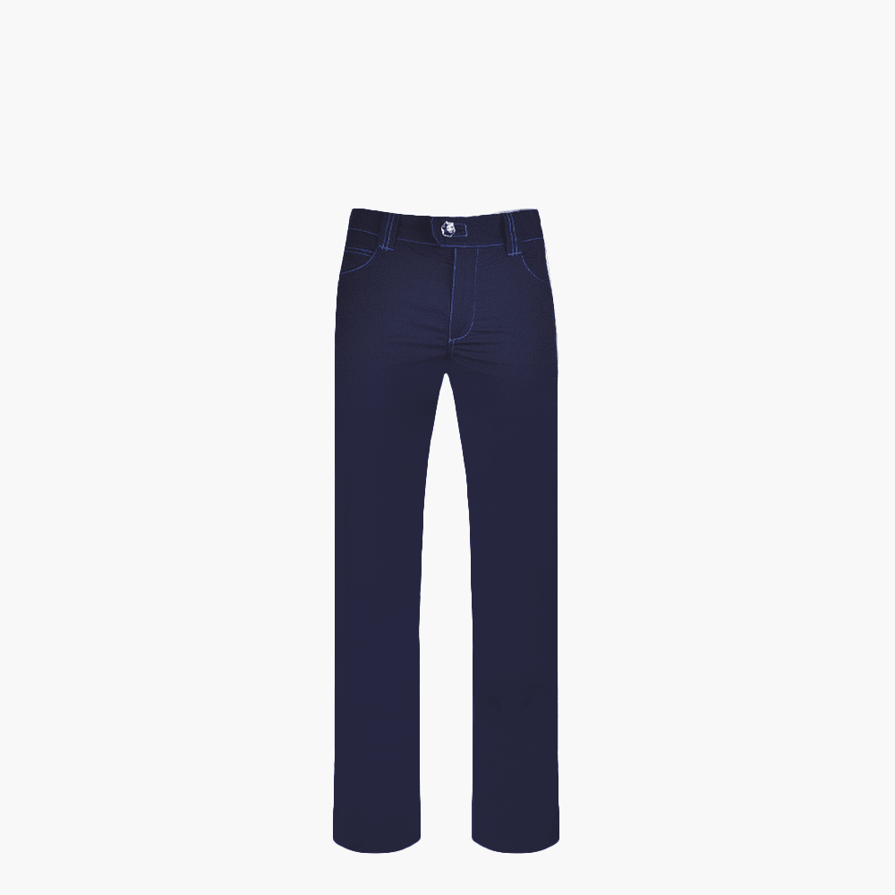 Blue & Royal Blue Cotton Jeans with Hexagon Crest - Angelo Galasso - Luxury Italian Menswear London
