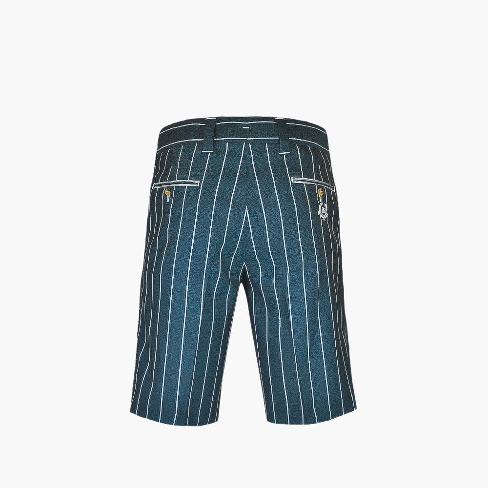 Green Pinstripe Wool Bermuda - Angelo Galasso - Luxury Italian Menswear London