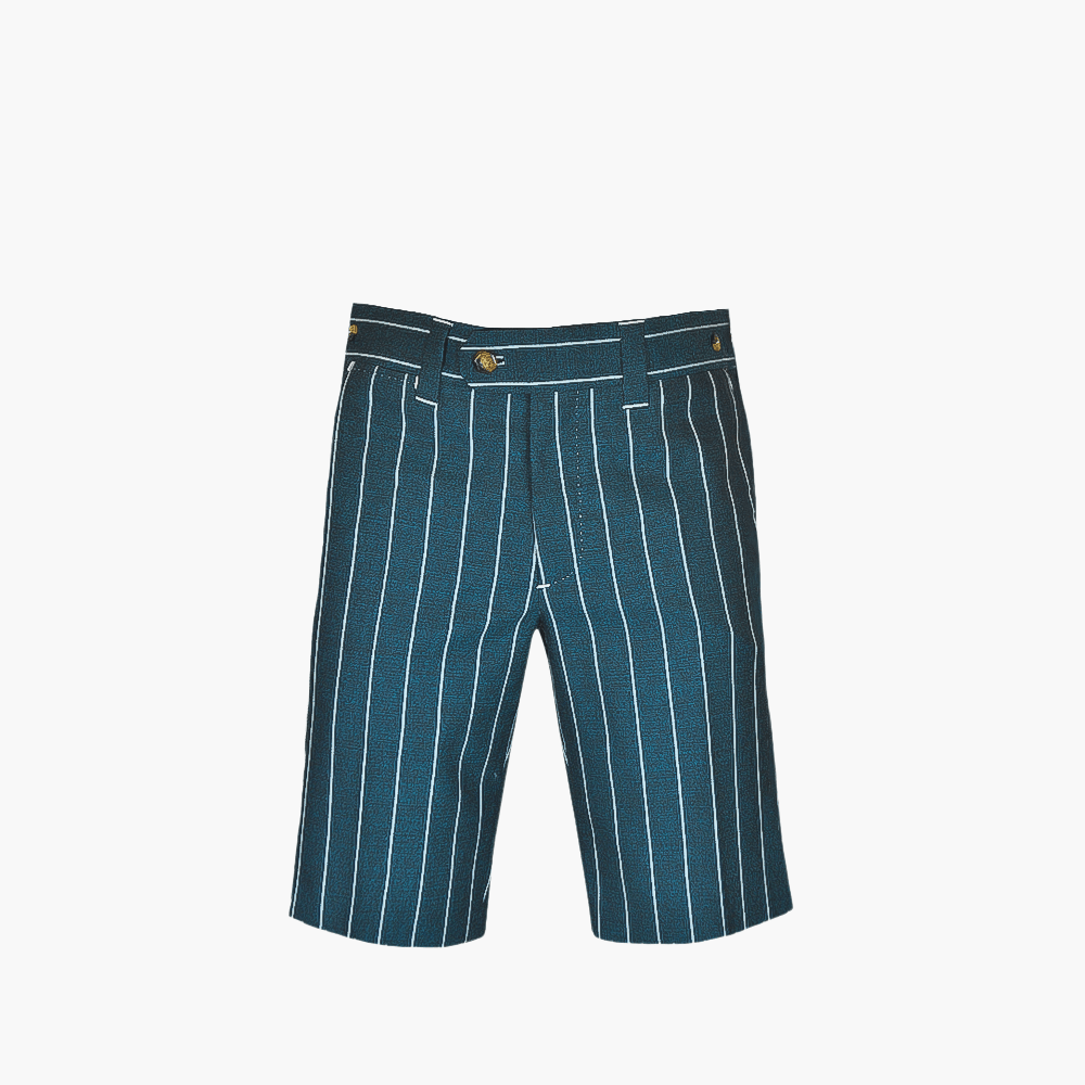 Green Pinstripe Wool Bermuda - Angelo Galasso - Luxury Italian Menswear London