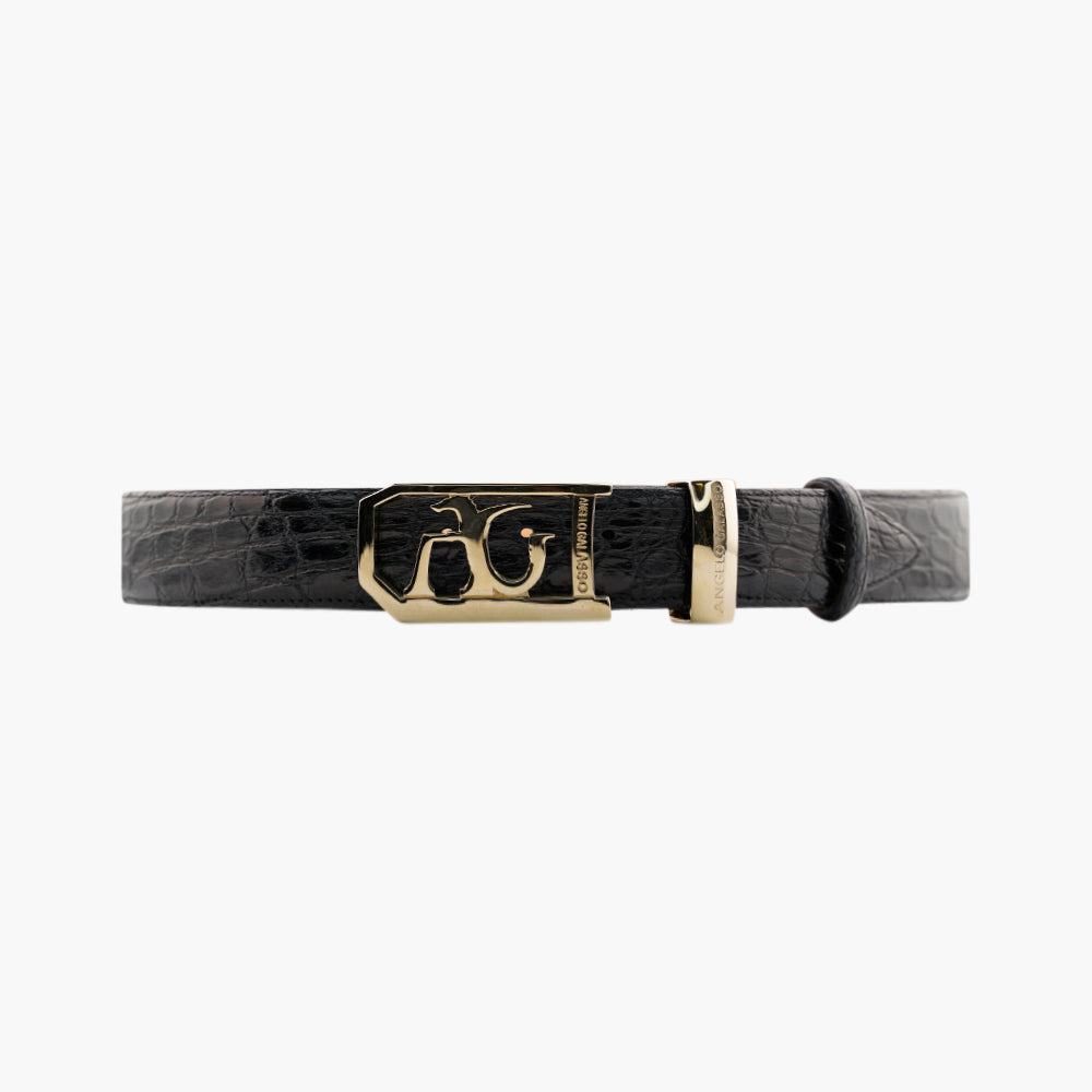 Black Crocodile Belt with AG Buckle