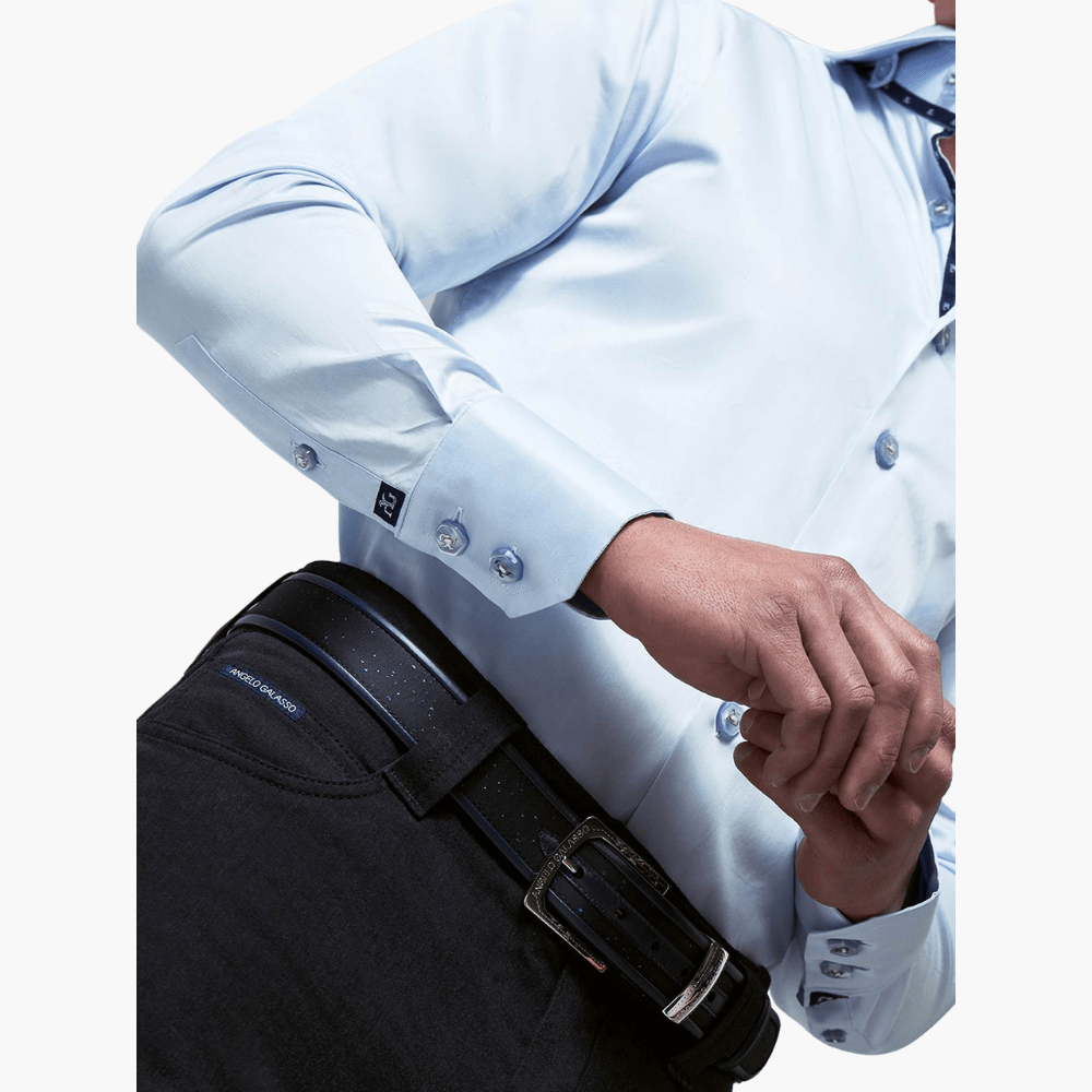 Light Blue Mason Dragoon Logo Shirt - Angelo Galasso - Luxury Italian Menswear London