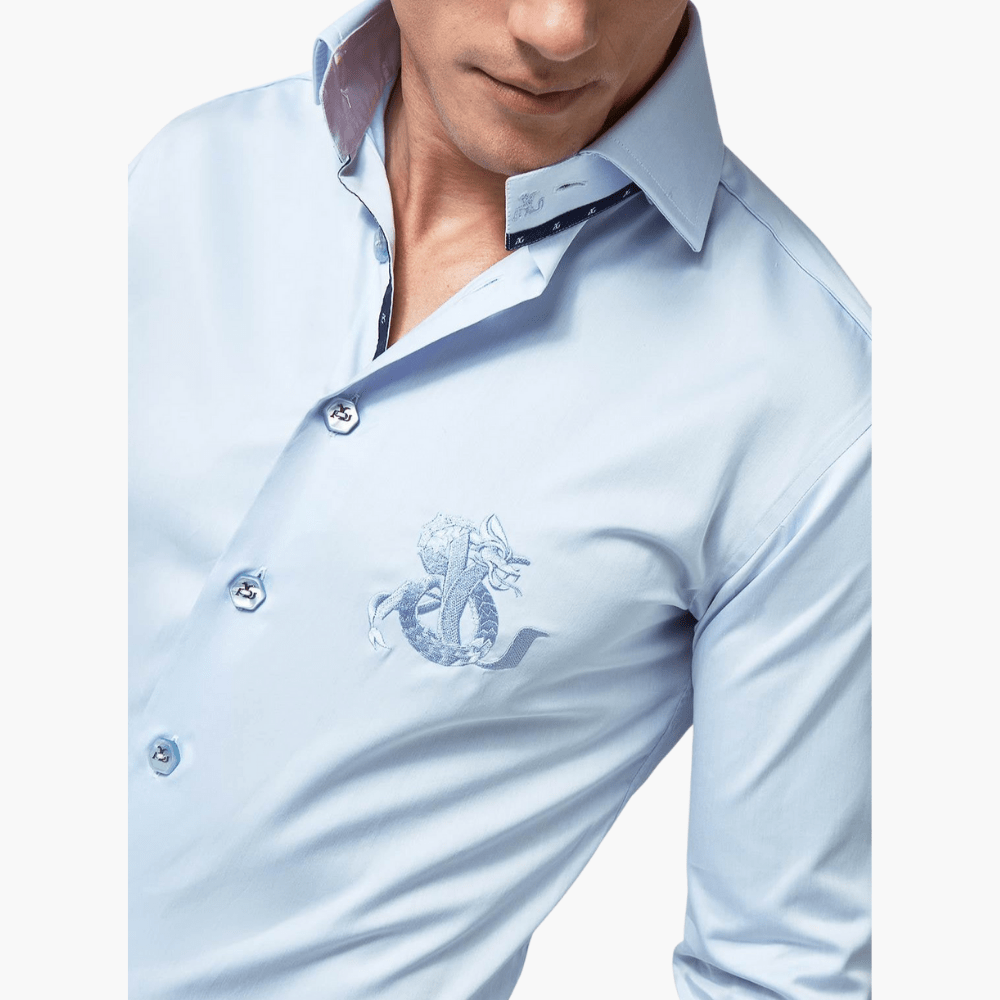 Light Blue Mason Dragoon Logo Shirt - Angelo Galasso - Luxury Italian Menswear London