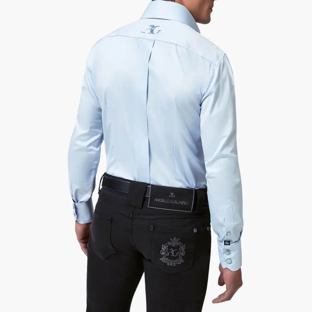 Light Blue Corleone Dragoon Logo Shirt - Angelo Galasso - Luxury Italian Menswear London