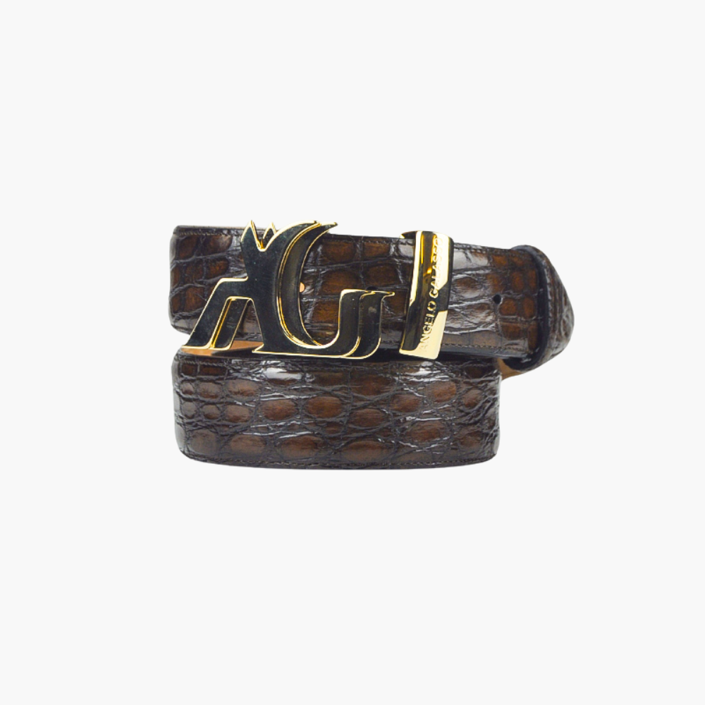 Brown Crocodile Belt with AG Buckle