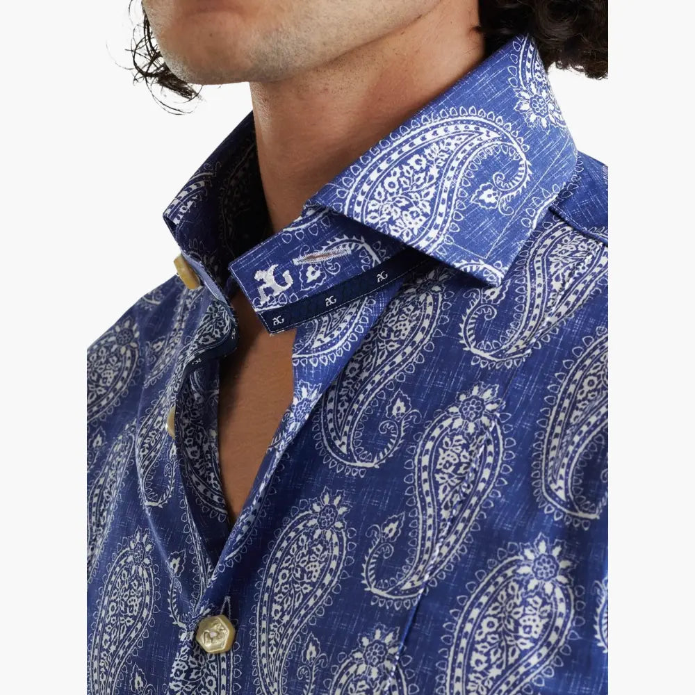 Angelo Galasso Cotton Paisley Mason Shirt - Angelo Galasso - Luxury Italian Menswear London