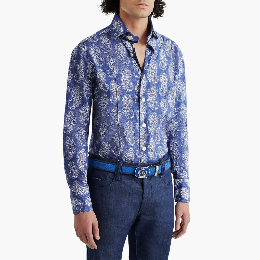 Angelo Galasso Cotton Paisley Mason Shirt - Angelo Galasso - Luxury Italian Menswear London