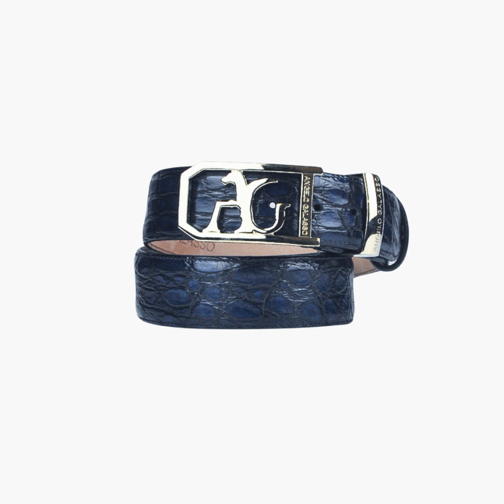 Blue Crocodile Belt with AG Buckle