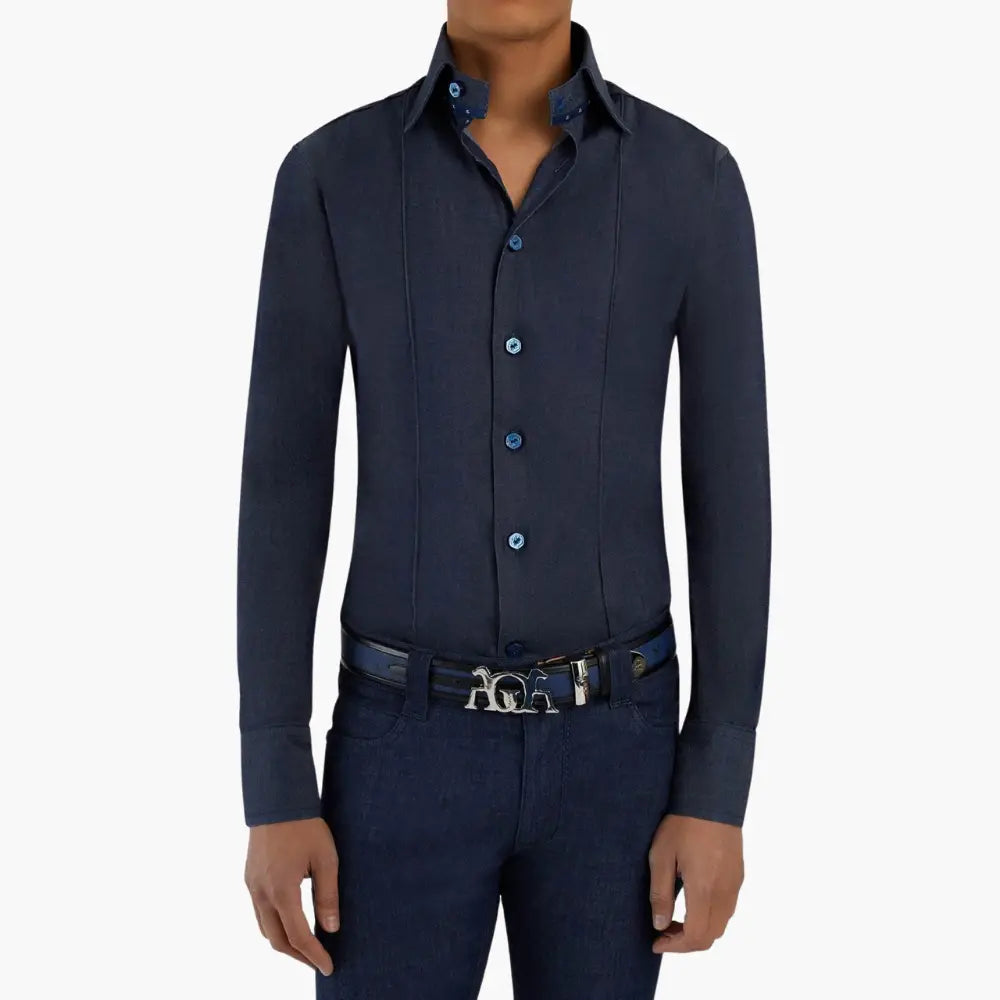 Angelo Galasso Denim Corleone Shirt - Angelo Galasso - Luxury Italian Menswear London