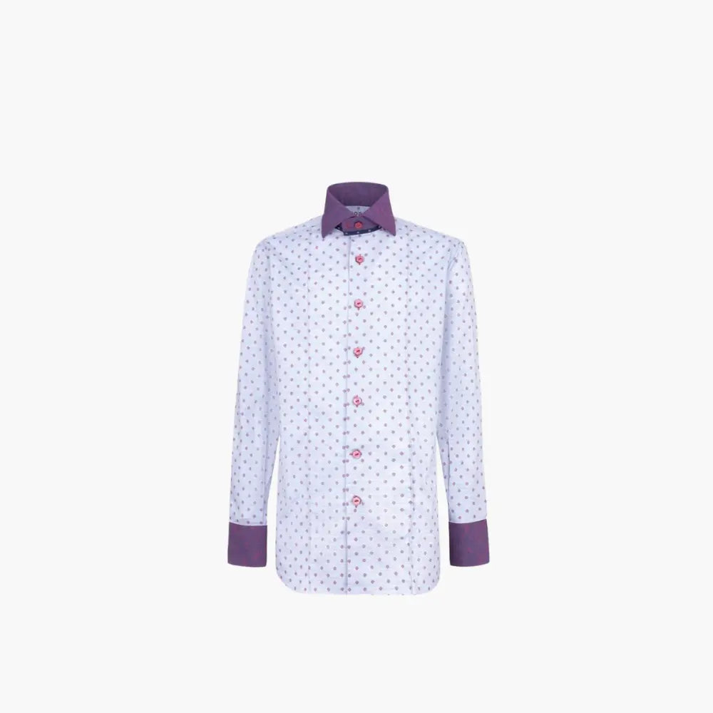 Burgundy Four Leaf Clover Mason Shirt - Angelo Galasso - Luxury Italian Menswear London
