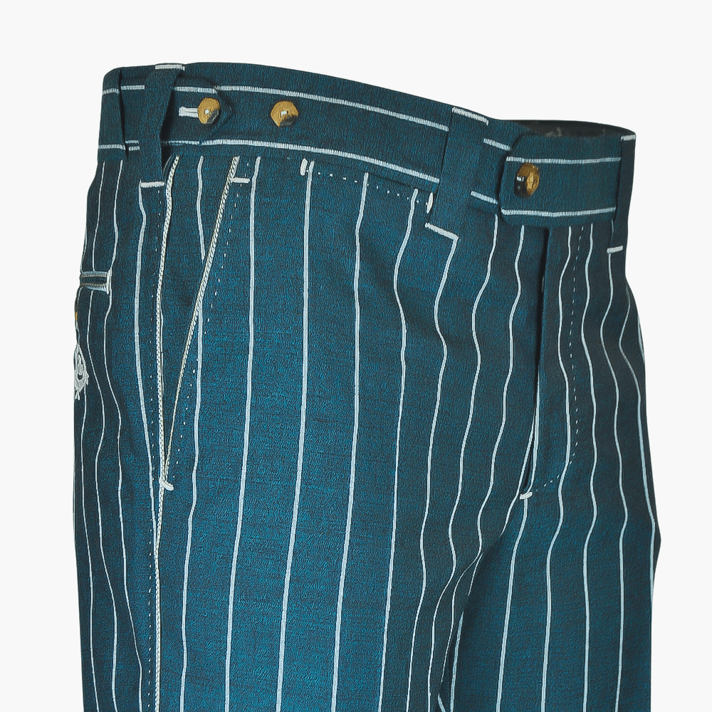 Green Pinstripe Wool Bermuda - Angelo Galasso - Luxury Italian Menswear London