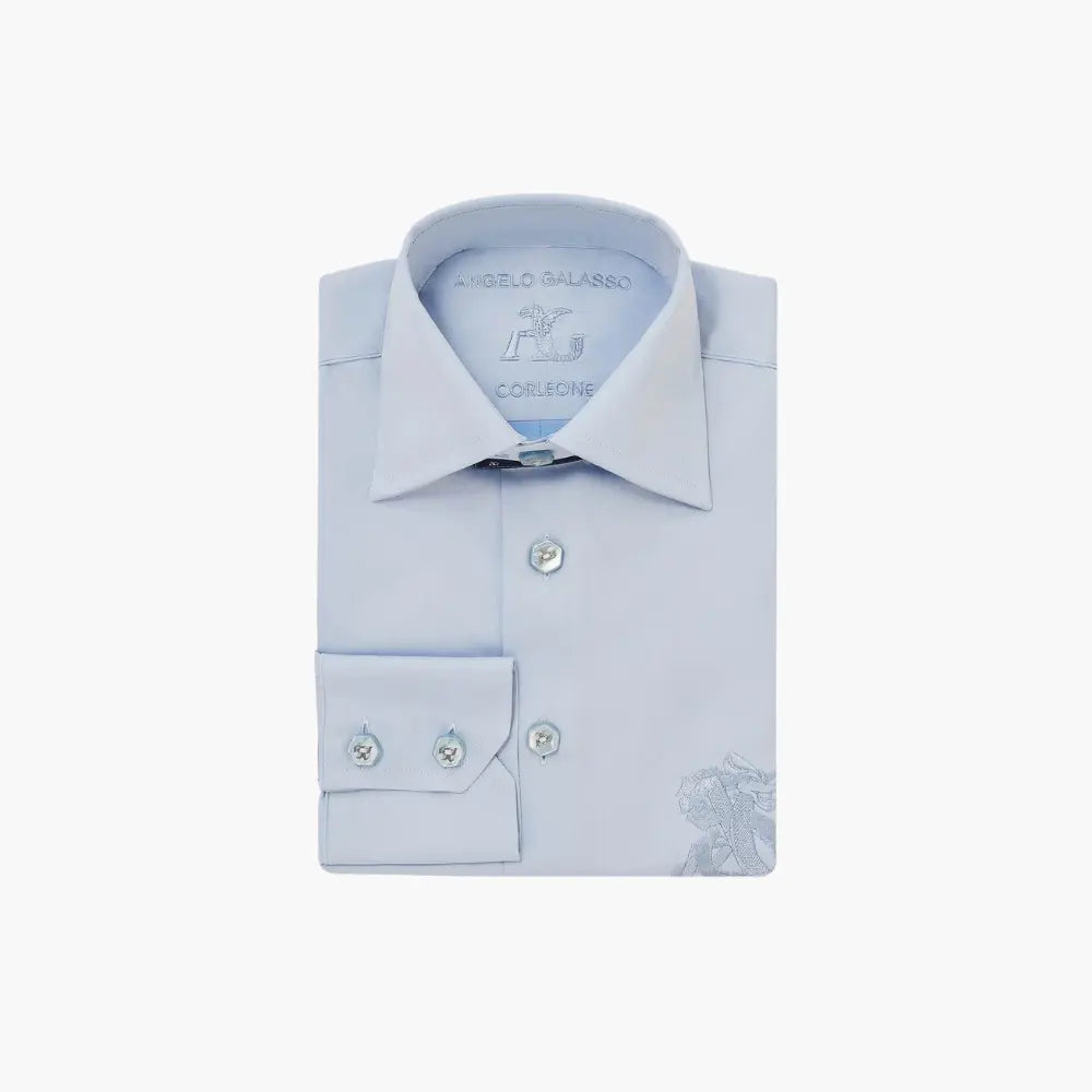 Light Blue Corleone Dragoon Logo Shirt - Angelo Galasso - Luxury Italian Menswear London