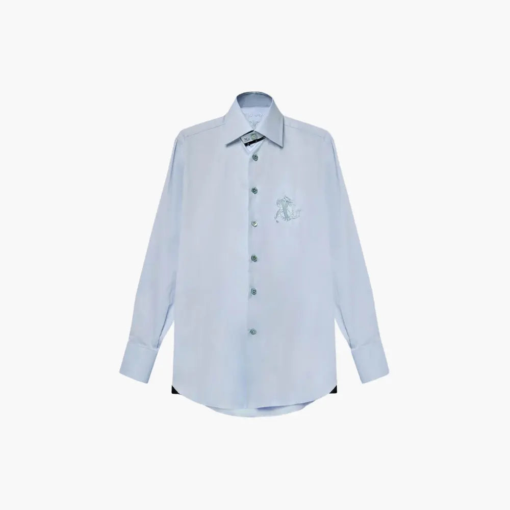 Light Blue Corleone Dragoon Logo Shirt - Angelo Galasso - Luxury Italian Menswear London