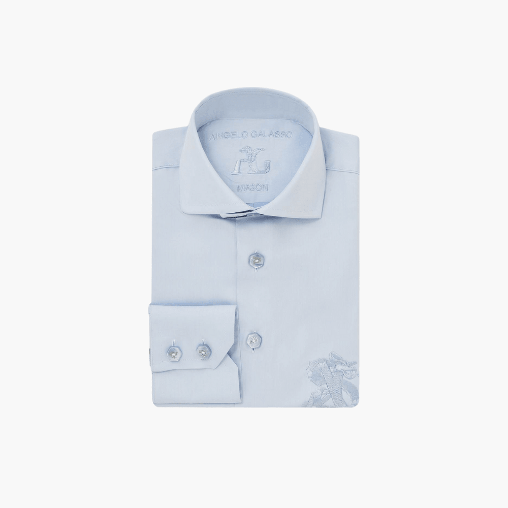 Light Blue Mason Dragoon Logo Shirt - Angelo Galasso - Luxury Italian Menswear London