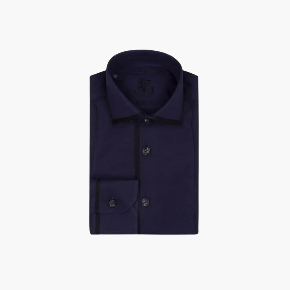 Blue Mason Shirt with Black Frisee - Angelo Galasso - Luxury Italian Menswear London