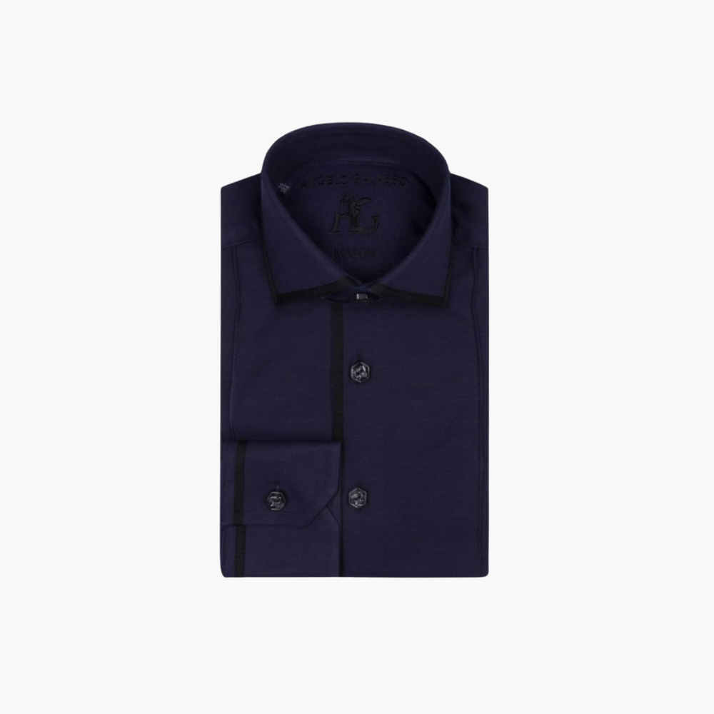 Blue Mason Shirt with Black Frisee