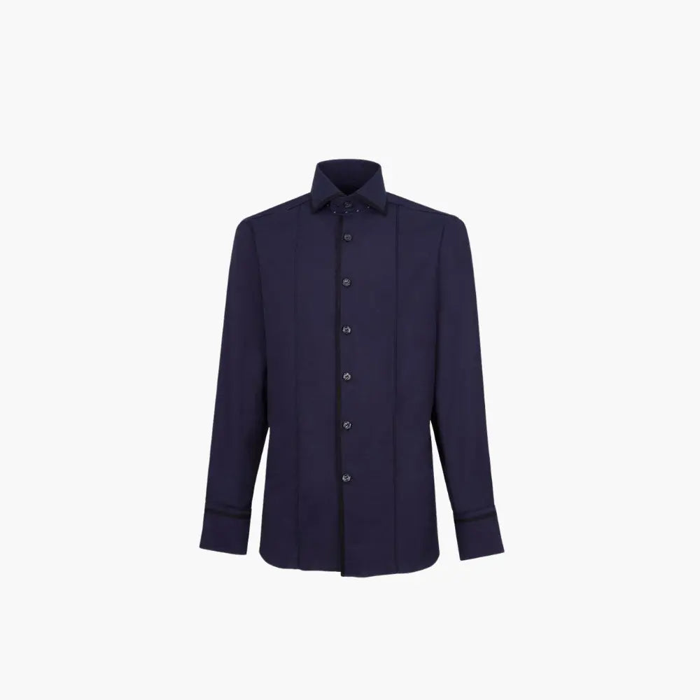 Blue Mason Shirt with Black Frisee - Angelo Galasso - Luxury Italian Menswear London