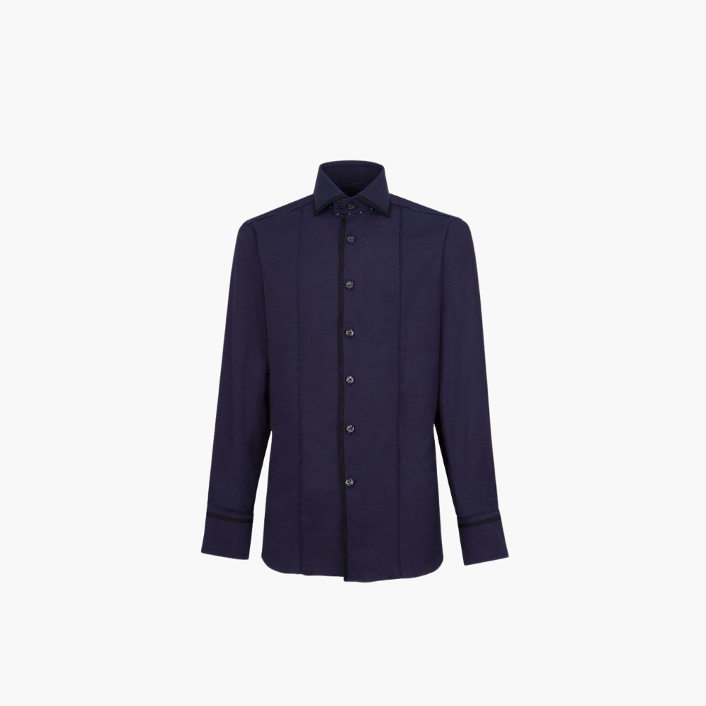 Blue Mason Shirt with Black Frisee