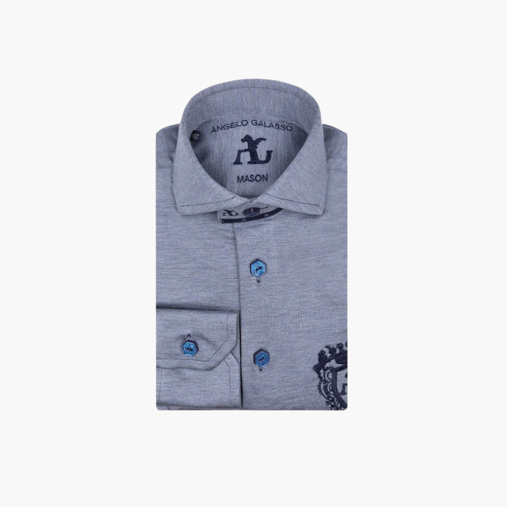 Grey Jersey Melange Mason Shirt