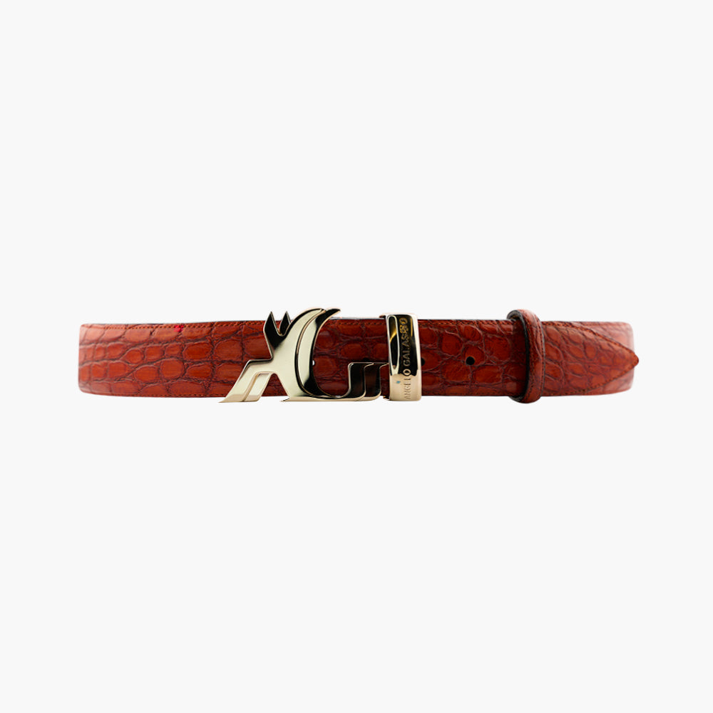 Orange Crocodile Belt with AG Buckle
