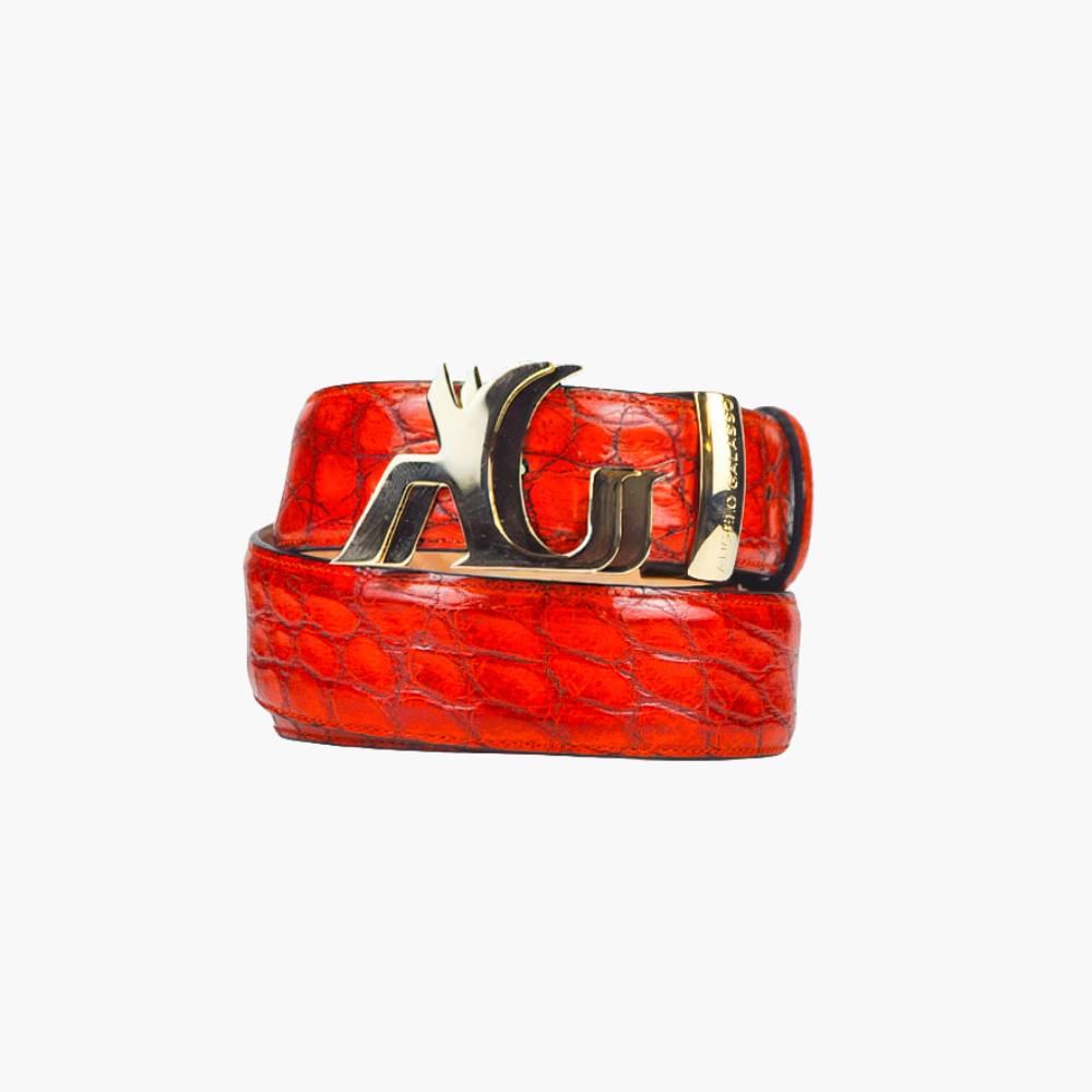 Orange Crocodile Belt with AG Buckle