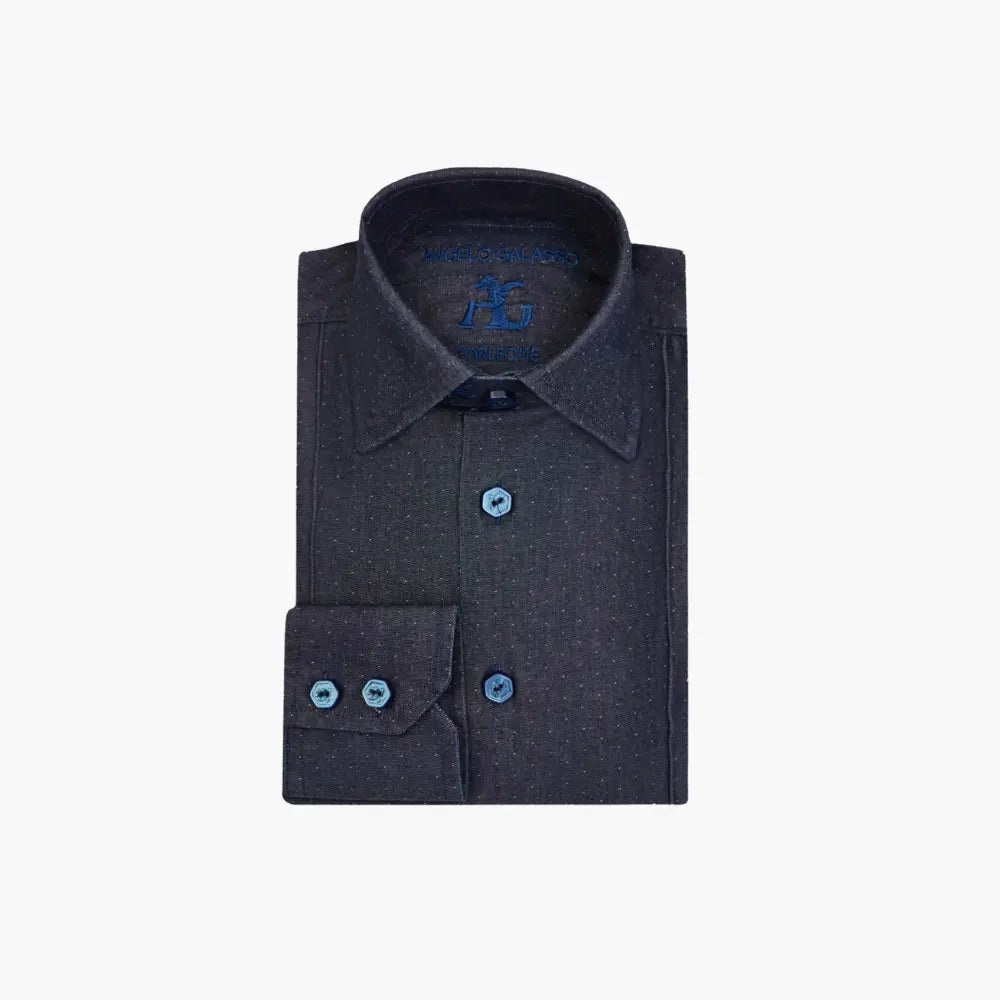 Denim Polka Dot Corleone Shirt - Angelo Galasso - Luxury Italian Menswear London