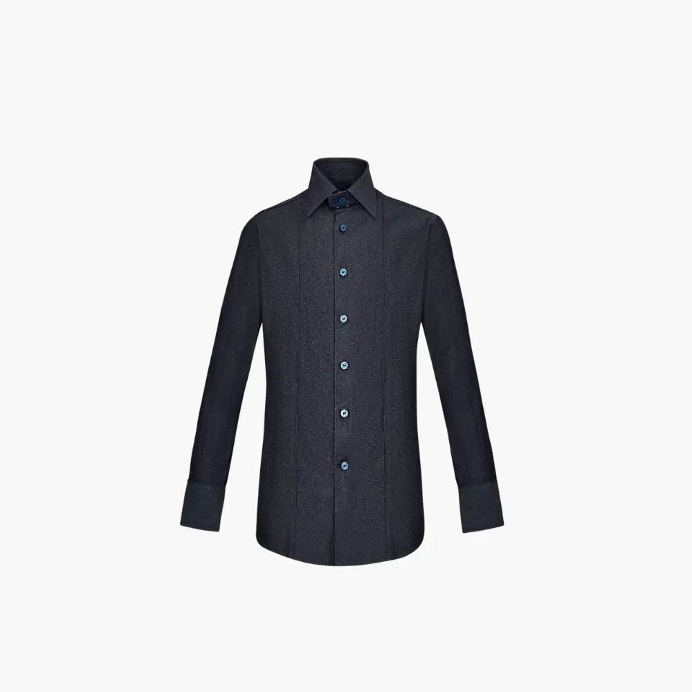 Denim Polka Dot Corleone Shirt - Angelo Galasso - Luxury Italian Menswear London