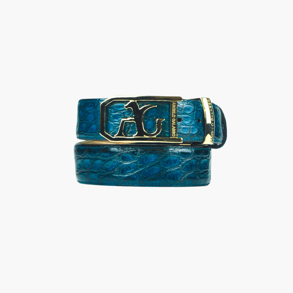 Turquoise Crocodile Belt with AG Buckle ANGELO GALASSO